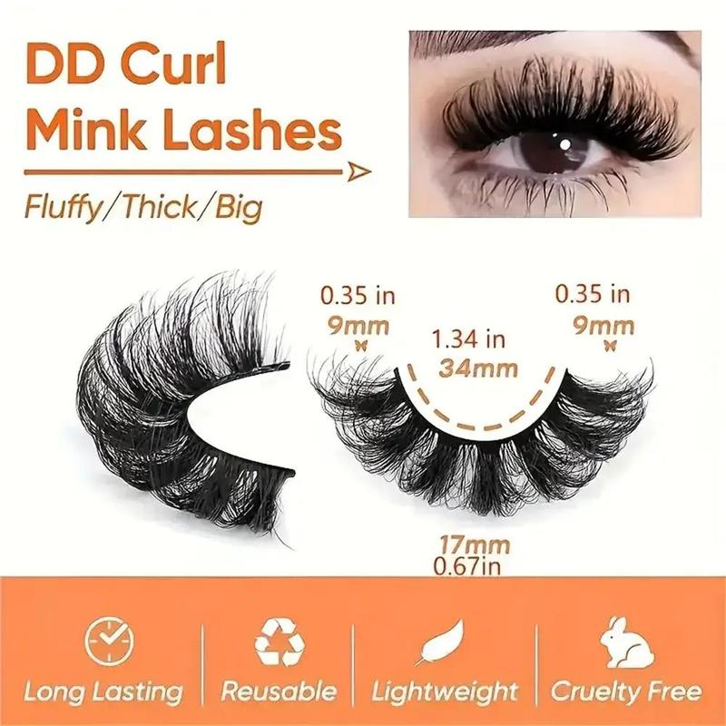 Fluffy False Eyelashes, 7 Pairs 20mm Full Wispy Strip Eyelashes, 8D Volume Curly False Eyelashes