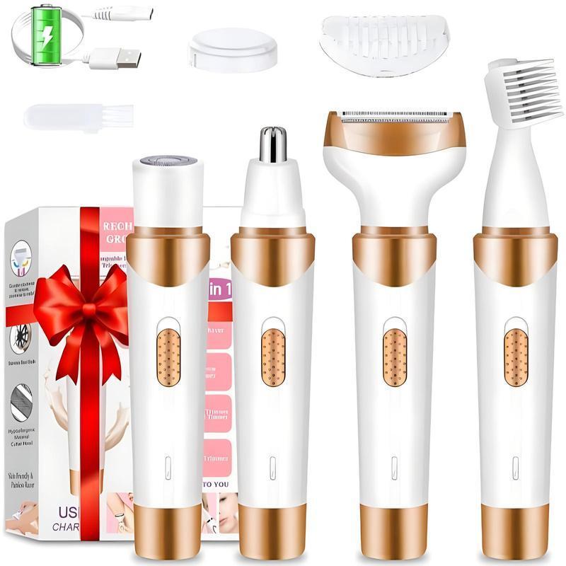 4 in 1 Electric Razor, 1 Box Portable Epilator, Cordless Hair Body Trimmer, Epilator Hair Remover, Trimmer for Women and Men, Christmas Gift