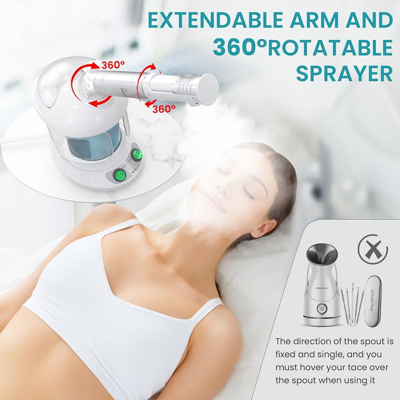 Fulog Nano Ionic Facial Steamer - 360° Rotatable Arm, Steel Skin Kits, Portable, Deep Cleaning, Home Facial Spa, Personal Care for Salon or Home Use