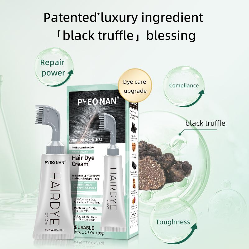 PYEONAN Unisex Hair Dye Comb, Hypoallergenic, Natural Plant Extract Without Bleaching, Instant 2 in 1 +Grey Hair Coverage and Haircare ,Grey Hair Turn to Black Color or  Drak Brown -Herbal Ingredients Hair Color 2.8Oz.  80g