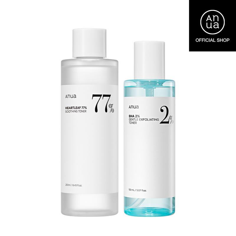 [Anua Official Shop] ANUA Toner Duo (Soothing Toner + BHA Toner)｜Acne safe Skin care set, Chemical Exfoliant, Mild Exfoliate for oily & Sensitive