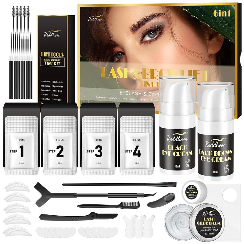 Upgraded Lash Lift & Brow Lamination Kit 6 In 1, Lash Lift Kit & Brow Lamination Kit with Double Black Brown, Curling Perming & Voluminous Lashes with Complete Tools, Salon & Home Use, Lasts 6-8 Weeks