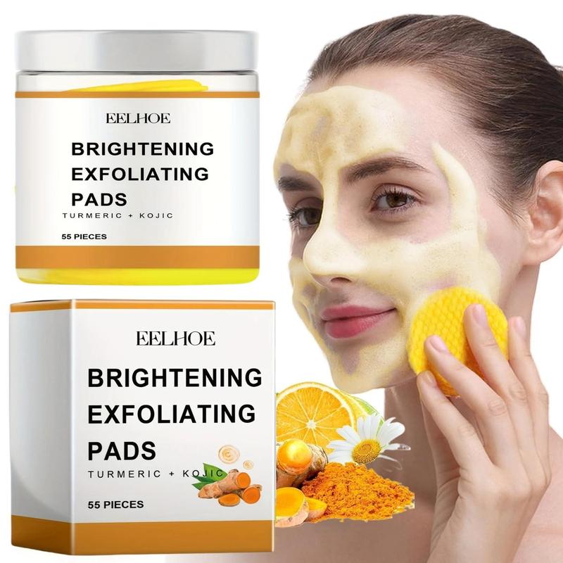 Turmeric Tricarboxylic Acid Cleansing Pads, 55pcs box Gentle Deep Cleansing & Brightening Facial Skin Pads, Facial Skin Care Product for All Skin Types, Christmas Gift