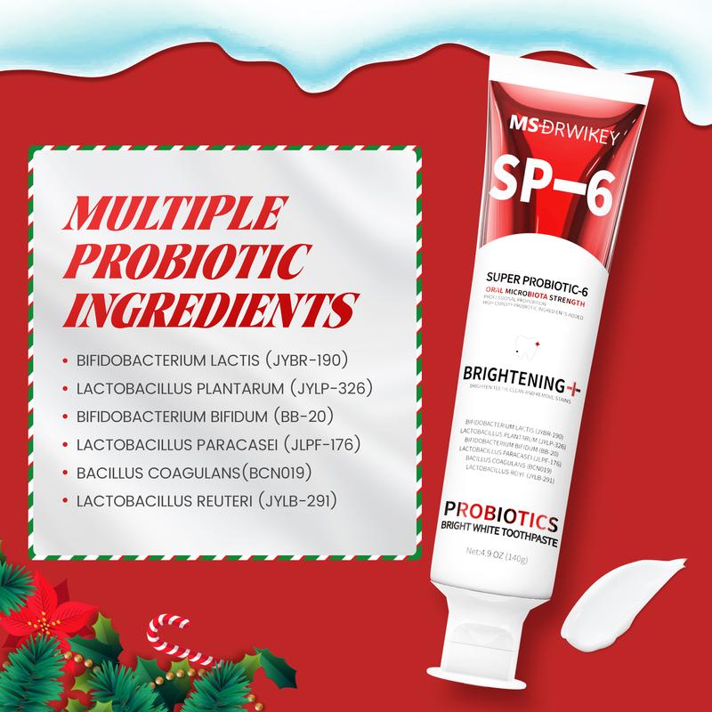 MSDRWIKEY Christmas Gift Oral Care Set: 2 SP-6 Probiotic Toothpastes + 1 Solid Toothpaste for Complete Oral Health and Long-Lasting Fresh Breath