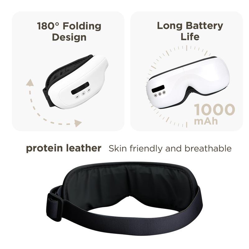 Plavogue Upgrade Eye Massager with Heat Compression, Heated Eye Mask with Bluetooth Music Eye Care Device, Smart Eye Mask, Reduce Eye Strain, Birthday Gifts for Mom Dad, Christmas Gifts