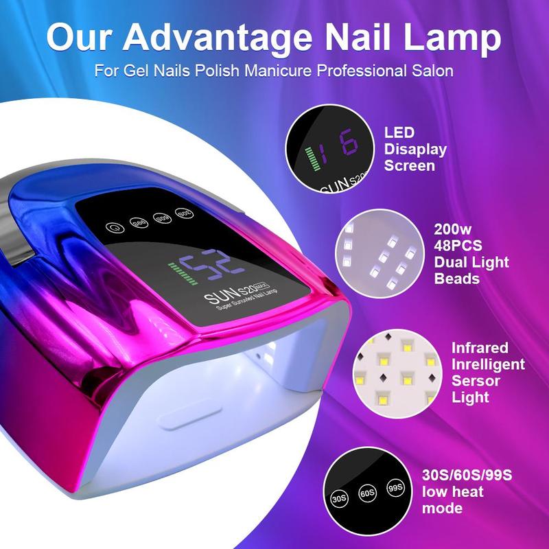 Cordless Rechargeable UV LED Nail Lamp, Wireless 48LEDS Nail Drying Lamp for Curing All Polish Gel Salon Tools, Professional Nail Art Tool