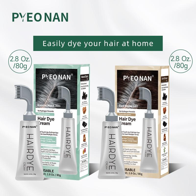 PYEONAN Unisex Hair Dye Comb, Hypoallergenic, Natural Plant Extract Without Bleaching, Instant 2 in 1 +Grey Hair Coverage and Haircare ,Grey Hair Turn to Black Color or  Drak Brown -Herbal Ingredients Hair Color 2.8Oz.  80g