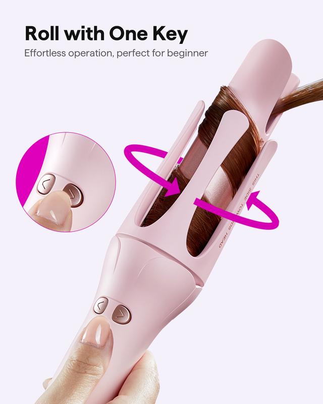 Wavytalk 1.25 inch Automatic Curling Iron - 5 Temperatures & 3 Timers, Anti Scald & Tangle-free, 26 Million Negative Ions for Effortless and Shiny Curls