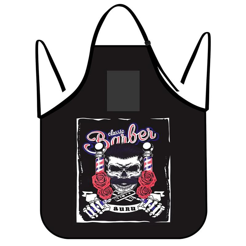 Skull & Letter Print Hair Cutting Sleeve, Hair Cutting Apron with Pocket, Hair Styling Apron for Barber Salon