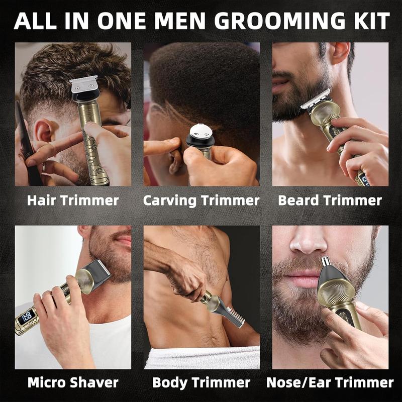 Beard Trimmer for Men, Waterproof Cordless Hair Clipper, Electric Razor Shaver, Mens Grooming Kit for Mustache Nose Body  Hair, Rechargeable Beard Trimmer Kit, Gifts for Men