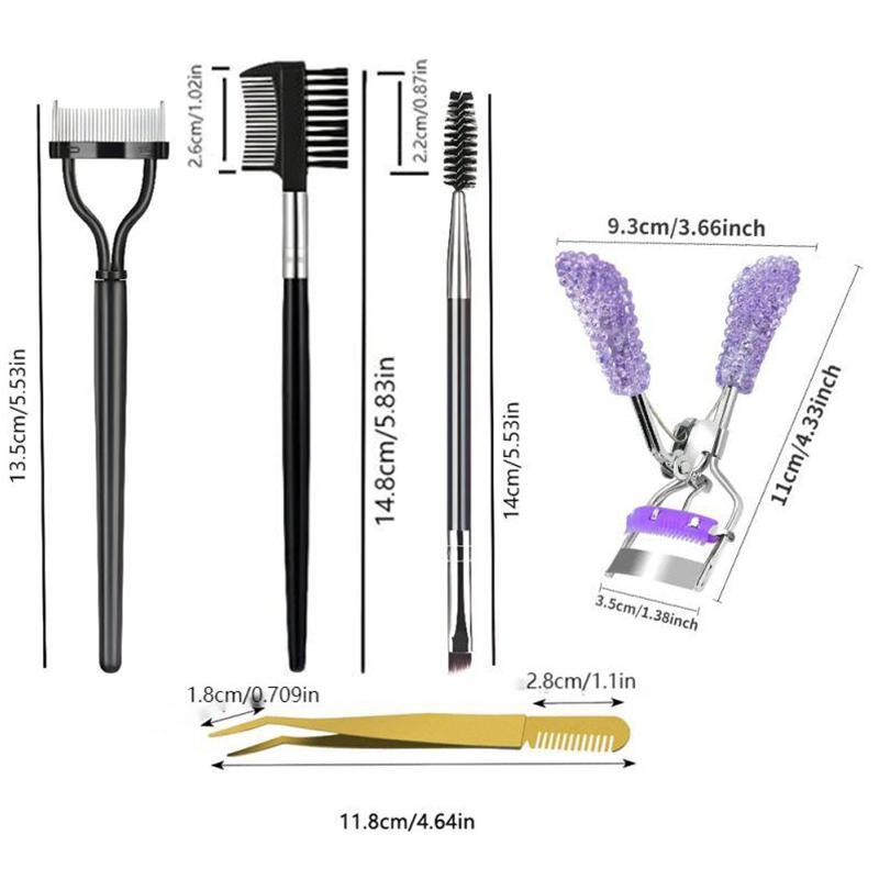 Eyelash Curler Set, 5 Counts set Eyelash Curler & Eyebrow Brush & Tweezers & Eyelash Comb, Professional Makeup Tools for Women