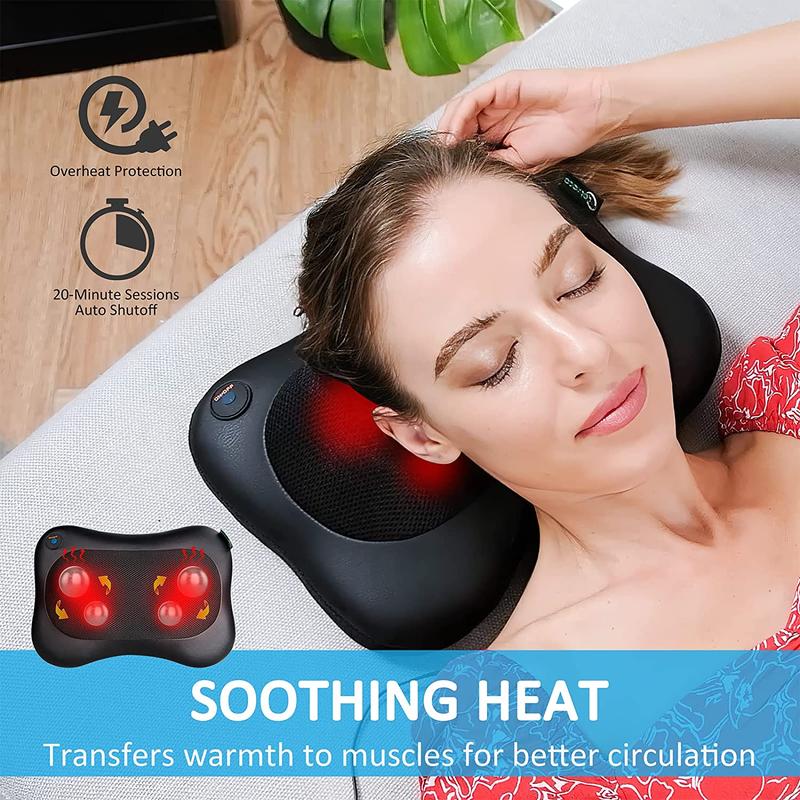 Cotsoco Shiatsu Neck and Shoulder Massager with Heat, Deep Tissue Kneading Electric Neck Massage Pillow, Christmas Gift for Mom