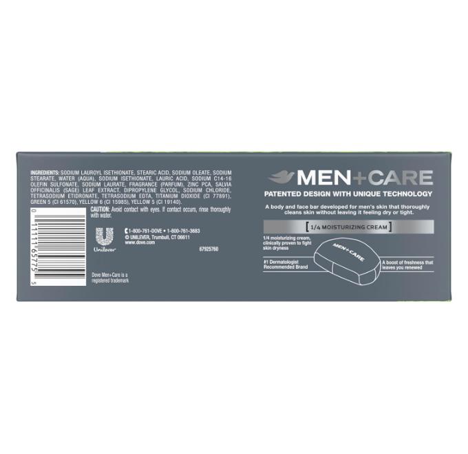 DOVE MEN + CARE Body and Face Bar Minerals + Sage 6 Bars to Hydrate Skin More Moisturizing Than Bar Soap 3.75 oz