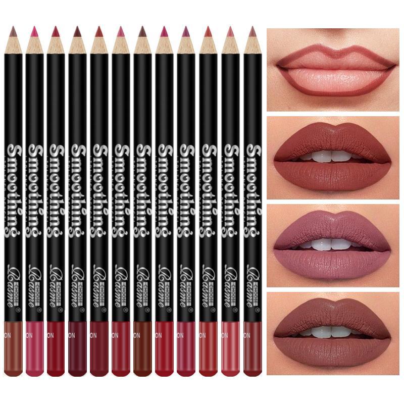 Long Lasting Matte Lip Liner, 12pcs box Waterproof Easy Coloring Lipliner, Girls and Women Makeup Accessories for All Occasions Lip Makeup, Makeup Set