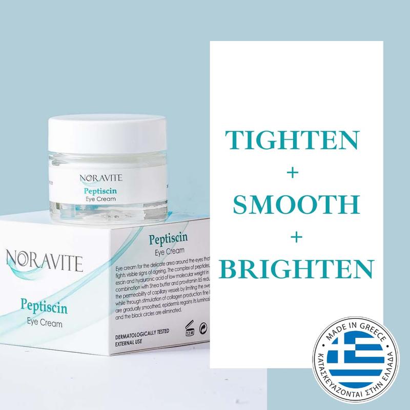 Noravite PeptiScin - Peptide Eye Cream with Hyaluronic Acid and Escin | Rich Moisturizing Dark Circle Eye Cream | Brightens and Tones - 1.35 Ounce