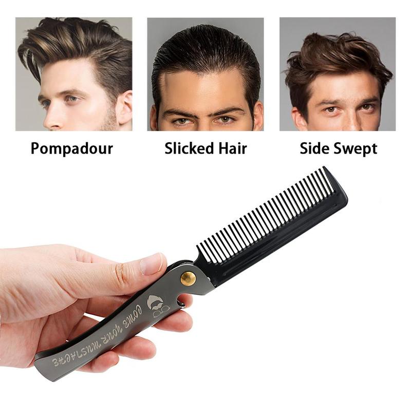 Portable Foldable Comb, Stainless Steel Hair Styling Comb, Professional Hair Styling Comb For Men