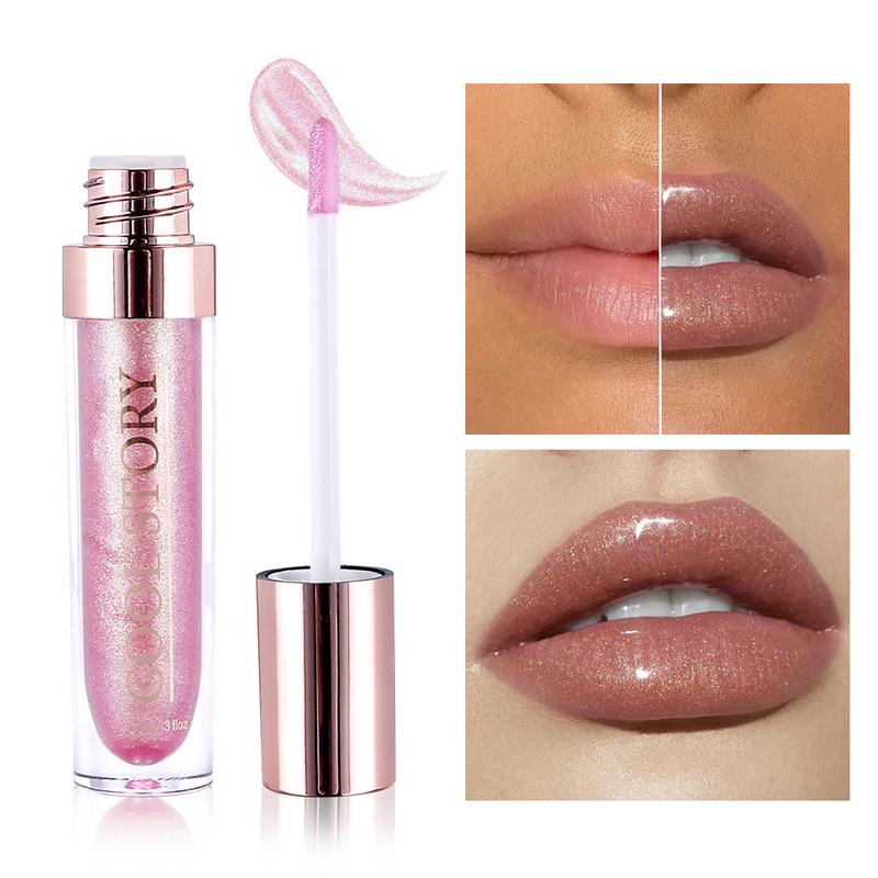 Sparkly Shimmer Lip Gloss - Diamond Glittery Moisturizing Lip Oil - Long-Lasting Lip Plumper - Lipstick - Moisturizer Lip Glow - Makeup, Glossy lip pump High-Shine Universal holographic lipgloss