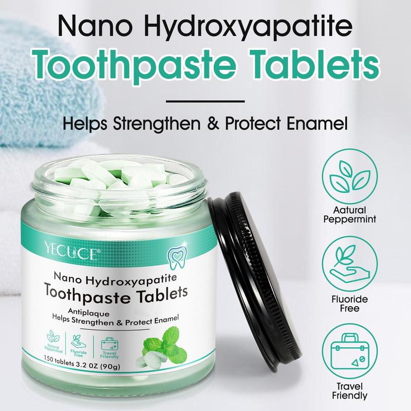 Nano Hydroxyapatite Toothpaste Tablets, Natural Mint Toothpaste Tablets, Travel Friendly Toothpaste for Removing Plaque, Relieves Bad Breath, Oral Care Product, Christmas Gift