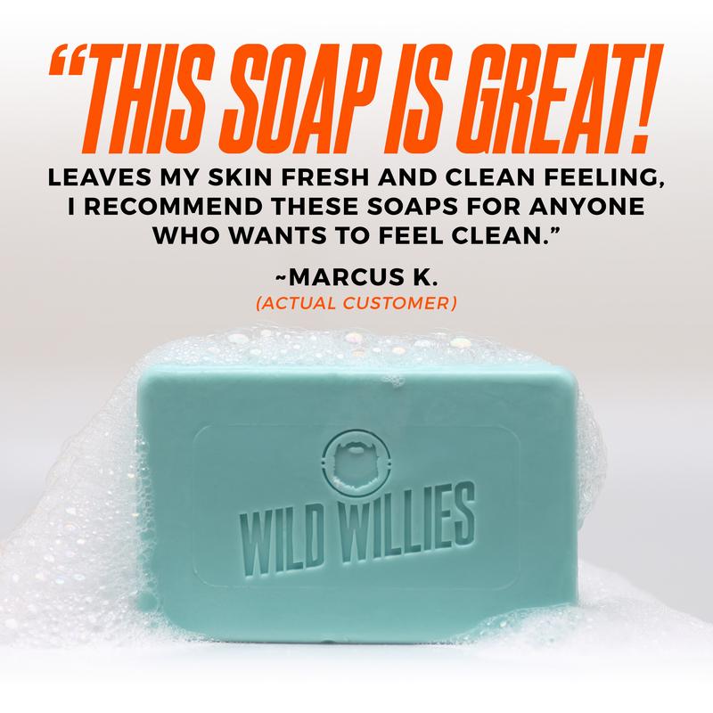 Wild Willies Moisturizing Mens Bar Soap - Bath Soaps with Shea Butter for Odor Protection - Natural Body Bar for Men Body Care Comfort