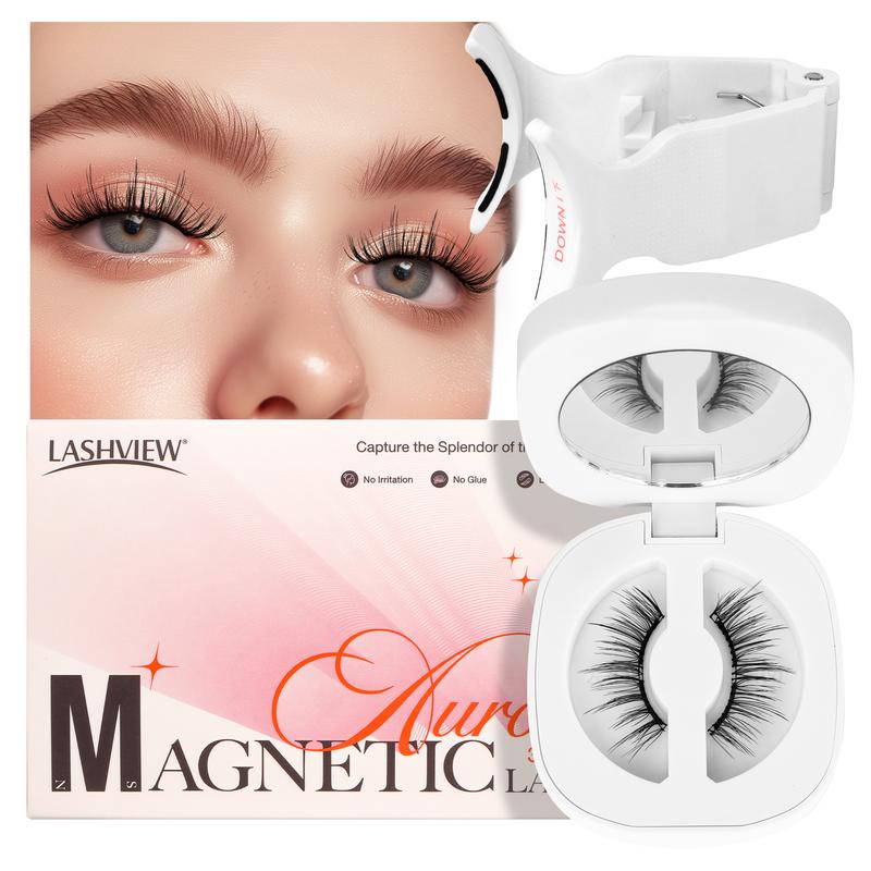 LASHVIEW Reusable Soft Magnetic Lashes with Applicator, No Glue or Eyeliner Needed, Lash Extensions, Lightweight Silk Lashes for Natural Makeup, Eyelashes Cosmetic