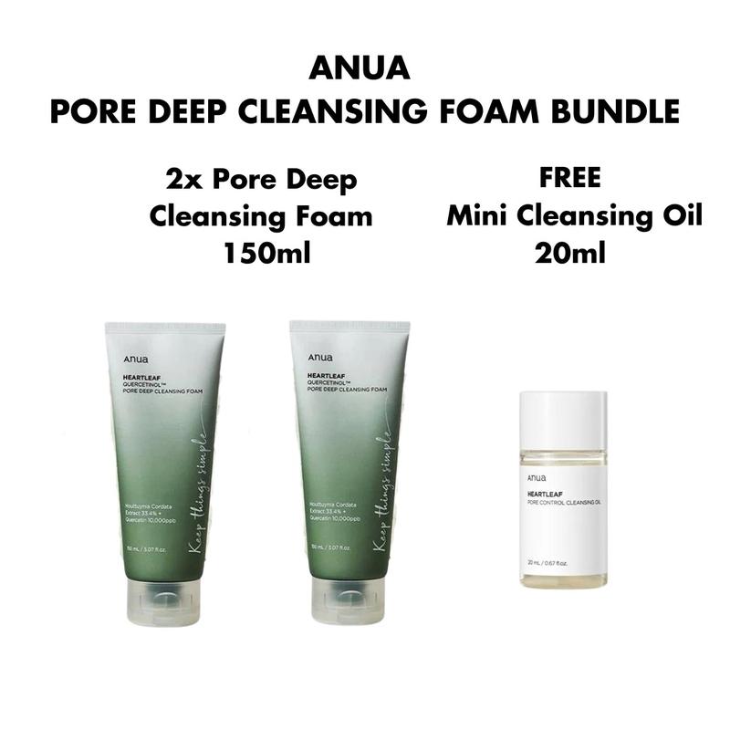 [ANUA] PORE DEEP CLEANSING BUNDLE ( 2x ANUA CLEANSING FOAM + MINI CLEANSING OIL)