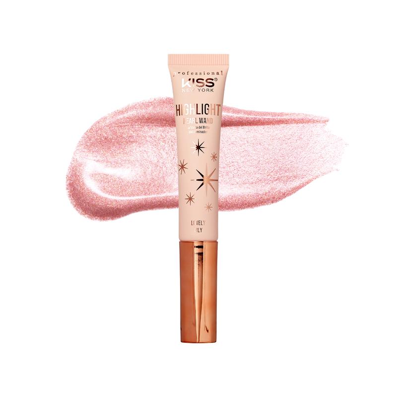 KISS NEW YORK Professional Pearl Highlight Wand, High Shine Shimmer Radiant Skin Liquid Highlighter Sponge Applicator, Shea Oil & Vitamin E for Smooth Hydration Skin