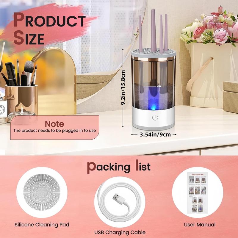 Electric Makeup Brush Cleaner, USB Makeup Brush Cleaner Machine, Makeup Brush Cleaning Tool with Brush Cleaning Pad, Best Gifts for Women, Christmas Gift