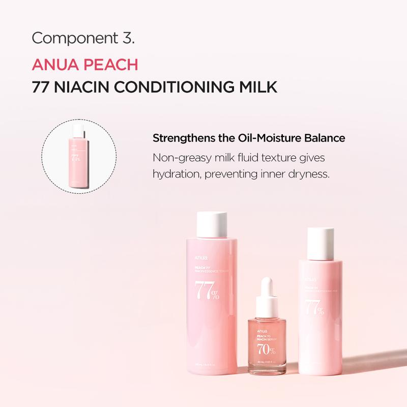 [Anua Official Shop] BTS Pink Skincare Set (Milky Toner + Peach Niacinamide Serum + Lotion)｜Korean skincare, Niacinamide serum, Peach Brightening set