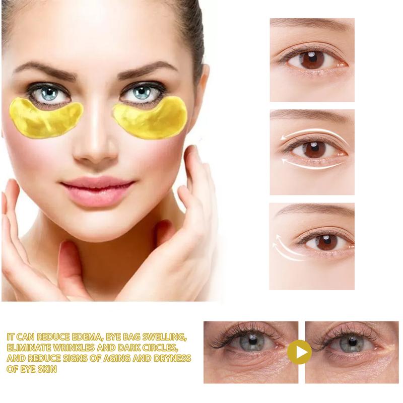 24K Gold Infused Eye Mask, 60pcs set for Depuffing, Tightening, and Firming, with Hyaluronic Acid and Natural Brighteners - Evening