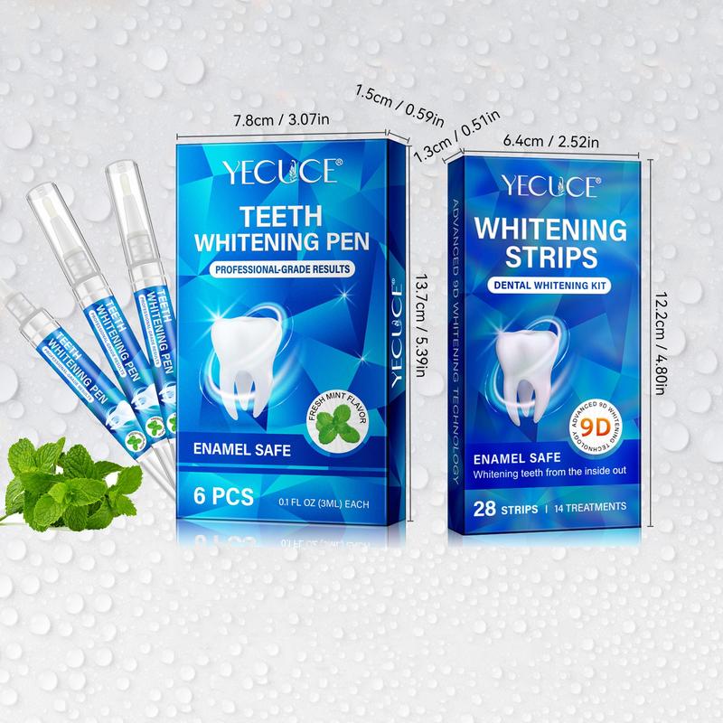 Teeth Whitening Kit, 2 Counts set Teeth Cleaning Kit Including Teeth Whitening Pen & Whitening Strips, Daily Use Oral Care Products, Dental