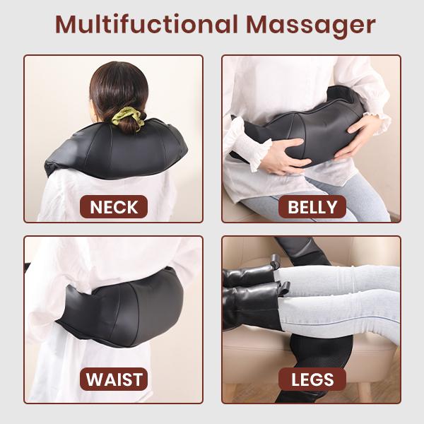 Shiatsu Neck and Back Massage, Shoulder Massager, Electric Deep Tissue 3D Kneading Massage Pillow for Neck, Back, Shoulder, Foot, Home, Office, and Car Use, Christmas Gifts