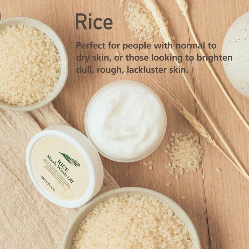 [Skinfood] Rice Mask Wash Off 120g, Brightening and Softening Skin With White Rice Ingredients, Vitamin E and Antioxidants, Clean Pores, Sebum Control,  Moisture Balance Wash Off Pack, Korean Facial Scrub Mask,