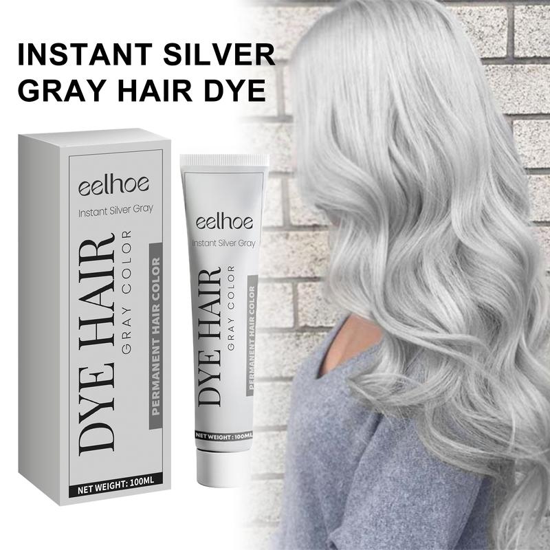 Light Grey Silver Colour Cream,Instant Silver Gray Dye Hair for All Hair Types, Easy to Apply Color Long Lasting Non-damaging Gray Haircare Aloe