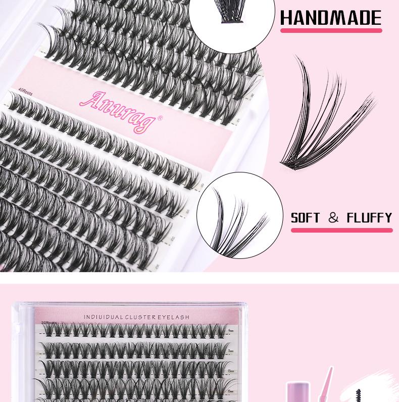 Natural Eyelash Extension Kit 240Pcs Eyelash String Kit Slim Eyelash Extensions 9-17mm Individual Eyelash Extensions with Bonding and Sealing Eyelash Adhesive, Eyelash Extensions, Cosmetics, Gifts Makeup Eyelashes Extensions