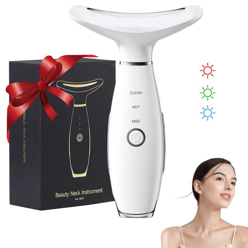 Rechargeable Neck & Face Beauty Care Tool, High Frequency Vibration Heat Compress Face Beauty Device, Massaging Machine, 3 Modes, Holiday & Birthday Gift