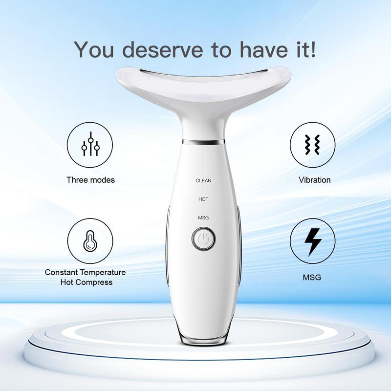 Rechargeable Neck & Face Beauty Care Tool, High Frequency Vibration Heat Compress Face Beauty Device, Massaging Machine, 3 Modes, Holiday & Birthday Gift