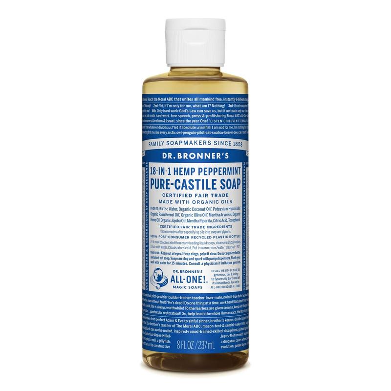 Dr. Bronner's - Pure-Castile Liquid Soap (Peppermint, 8 Ounce) - Made with Organic Oils, 18-in-1 shower  gel Body Care Body Wash