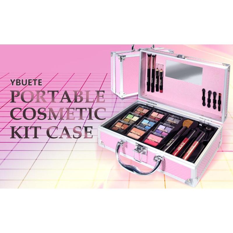 Makeup Kit for Teens Girls Women, Full Starter Cosmetics Set, Makeup Present Set, Beginner Makeup Kit, Cosmetic Train Case For Women Full Kit, Included Eyeshadow Blusher Contour Eyebrow Powder