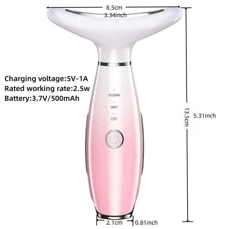 Rechargeable Neck & Face Beauty Care Tool, High Frequency Vibration Heat Compress Face Beauty Device, Massaging Machine, 3 Modes, Holiday & Birthday Gift