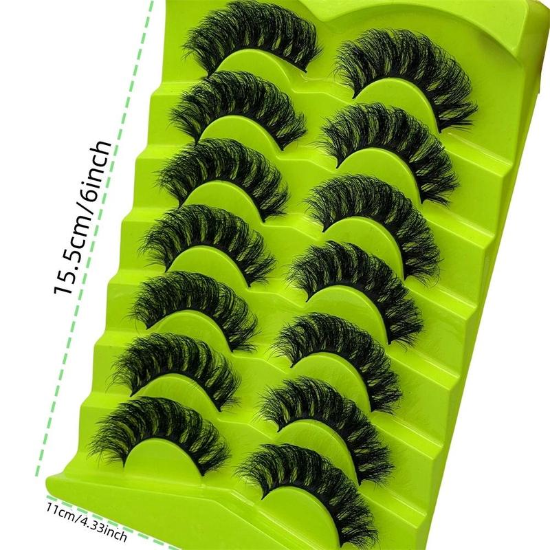 Fluffy False Eyelashes, 7 Pairs Natural Curling Eye Makeup Strip Lashes, Full Volume Eyelash for Lashes Extensions, Volumized False Eyelashes for Women and Girls