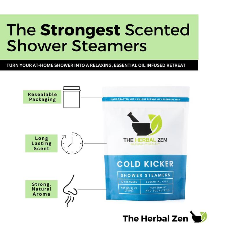 The Herbal Zen - Cold Kicker Eucalyptus Shower Steamers - Aroma Therapy for Body Wash and Skin Repair - Body Care