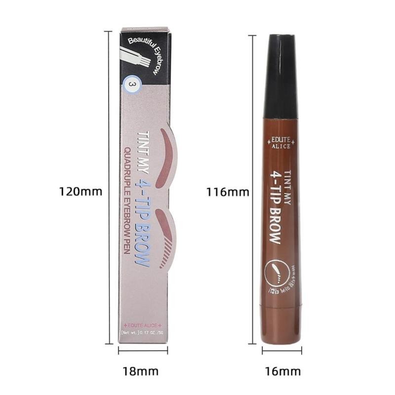 Eyebrow Pen, 4-fork Waterproof & Long Lasting Eye Brow Pencil, High Pigmented Brow Shading Filling Styling Pen, Easy to Apply