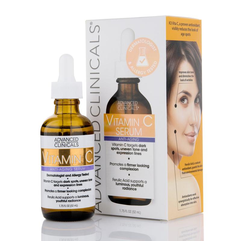 Advanced Clinicals Vitamin C Brightening Facial Serum for Uneven Skin Tones & Dark Spots 1.75 Fl Oz