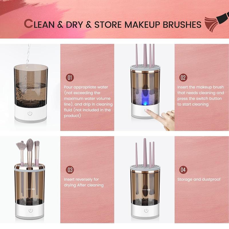 Electric Makeup Brush Cleaner, USB Makeup Brush Cleaner Machine, Makeup Brush Cleaning Tool with Brush Cleaning Pad, Best Gifts for Women, Christmas Gift