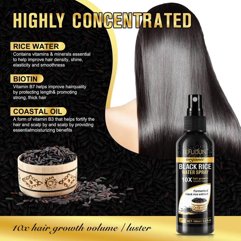 Black Rice Water Spray, 2 Counts set Natural Black Rice Hair Essence Spray, Hair Care & Styling Product for Dry, Frizzy, Weak Hair