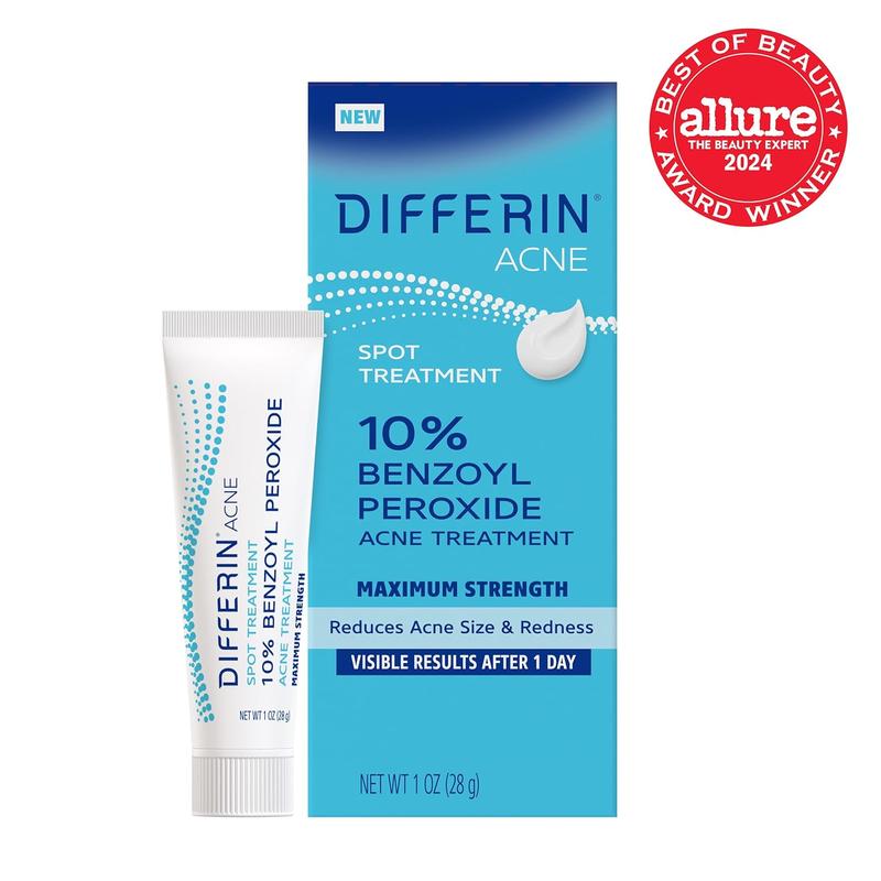 Differin Acne Spot Treatment with 10% Benzoyl Peroxide, Maximum Strength OTC Acne Treatment, Fast Acting Spot Treatment for Face, 1 Oz Galderma