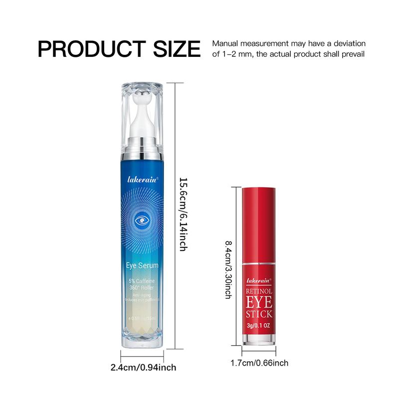 2 Counts Roller Eye Cream Essences & 1 Count Retinol Serum Stick (3 Counts set), Long-lasting Moisturizing Firming Professional Eye Lotion Sticks, Beauty & Personal Care Products, Skincare Tools