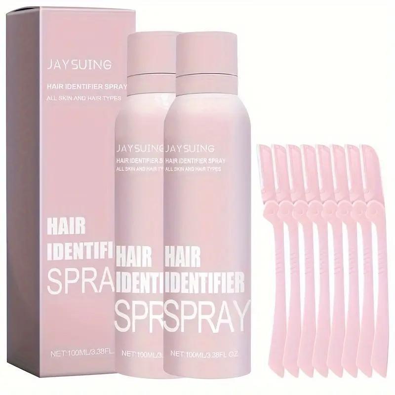 Hair Identifier Spray, 2 Counts Moisturizing Hair Removal Spray & 8 Counts Shaver, Facial Hair Removal Product for Women