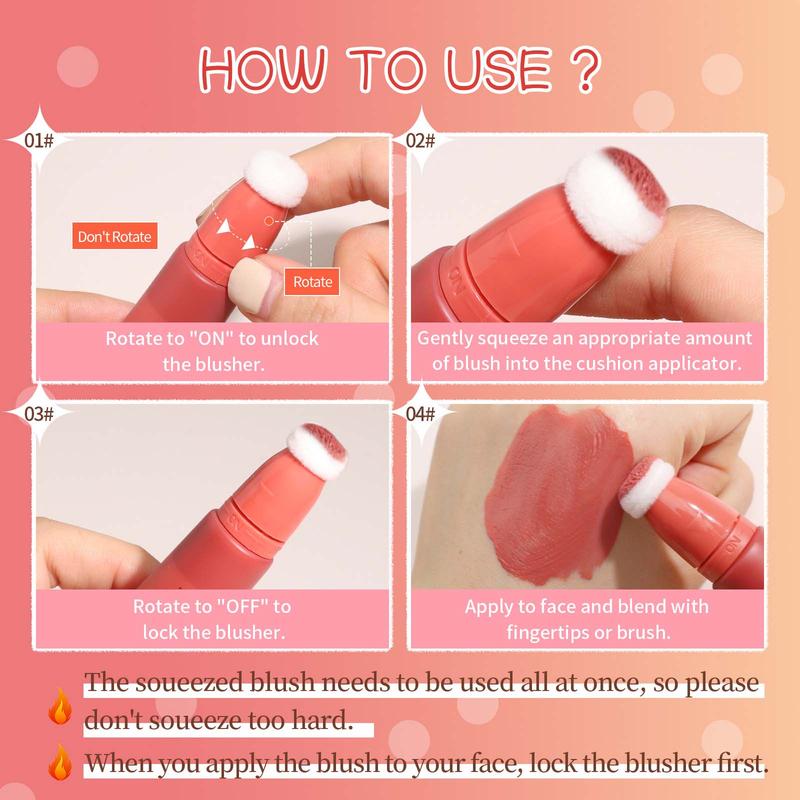 2024 Liquid Blusher Makeup Wand with Air Cushion, Soft Face Blusher Highly Pigmented, Weightless, Long-Wearing, Smudge Proof, Natural-Looking, Dewy Finish, Valentine's Day Christmas Gifts Facial Cosmetic