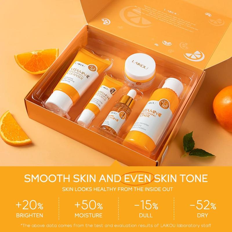 Skincare Gift Set for Teenage Girls,Vitamin C Skin Care Set - 5 Piece Gentle Skin Cleaning & Care Travel Size Kit With Cleanser, Toner, Face Serum,Eye Cream,Face Cream Brighten Face Skin Care Kit